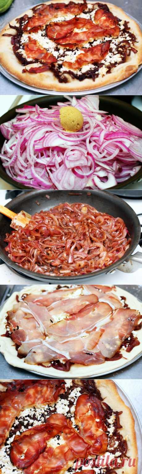 Пицца с сыром риккота, прошутто и красным луком, пошаговый фото рецепт