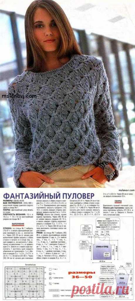 Как связать женский свитер с фантазийным узором | Вяжем с Ланой