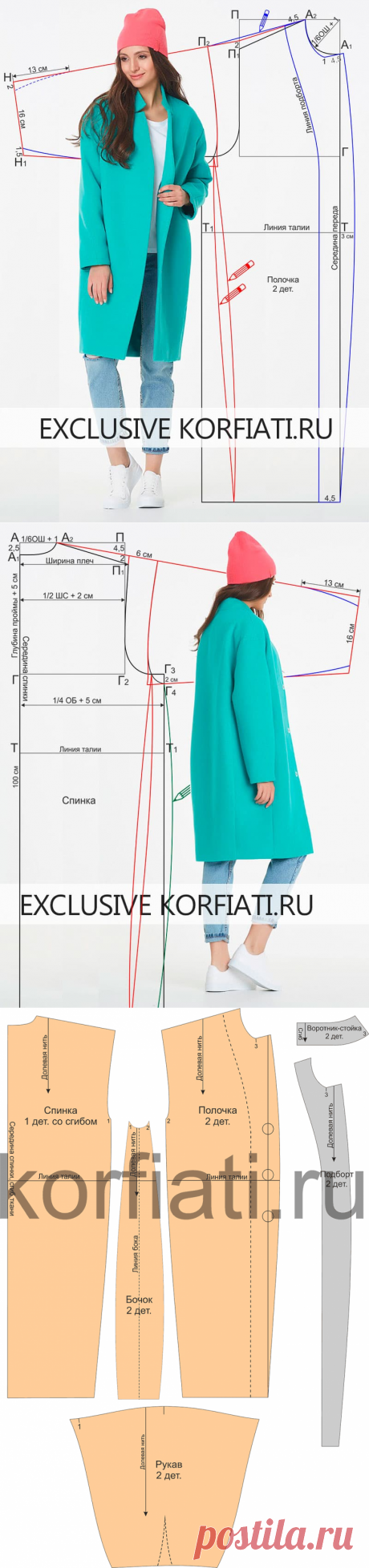 Выкройка пальто-кокон от Анастасии Корфиати