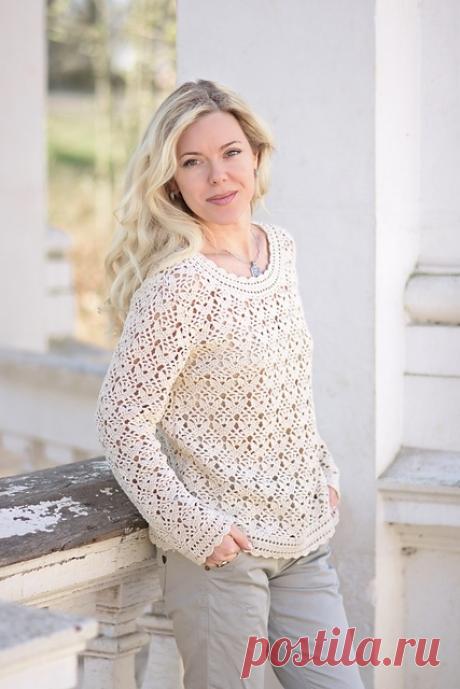 Пост на стене Alba by Nadja SulatyckiАжурный пуловер крючком