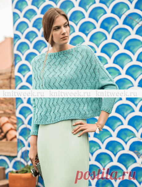 Ажурный джемпер оверсайз &quot;Жардим&quot;. Спицами. Размер: L. / knitweek.ru