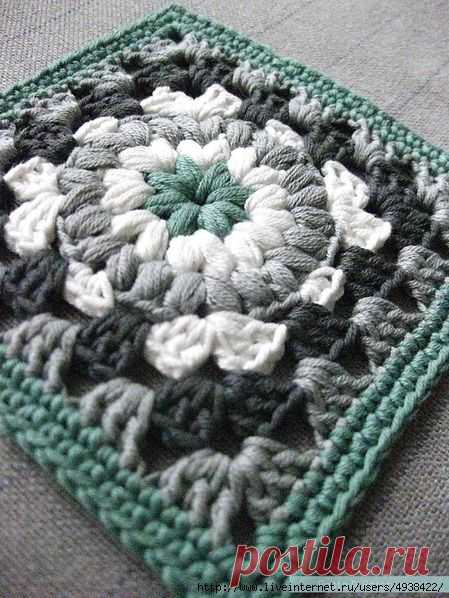 "Triple Puff" Granny Square. МК в фото.