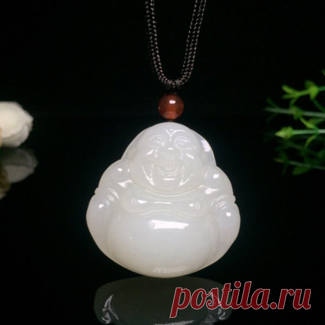 Perfect Emerald Carved Maitreya Necklace Pendant-Natural Stone | Etsy