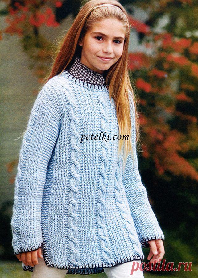 Удлиненный пуловер со шлицами