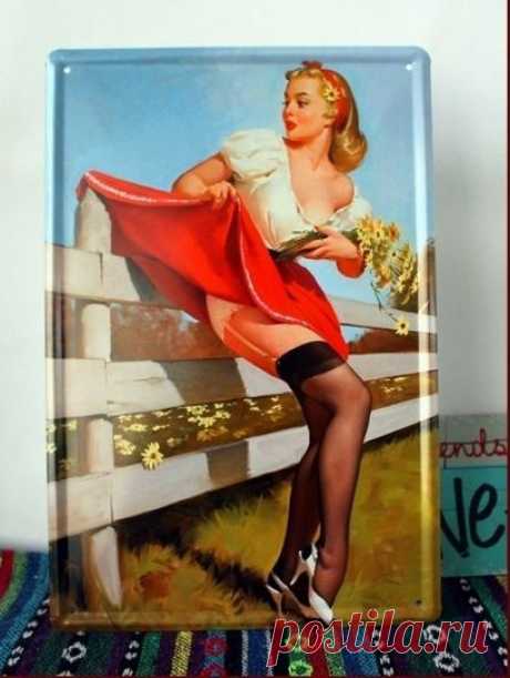 Купить жестяная табличка sexy girl в стиле pin-up №60 по низкой цене
