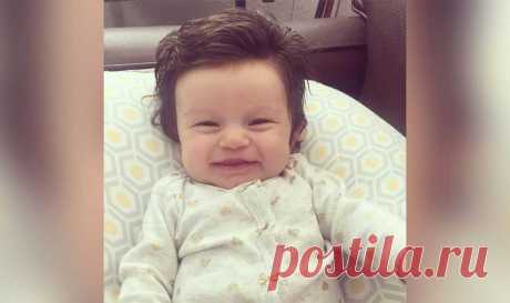 В это сложно поверить: девочка, родившаяся с роскошной шевелюрой