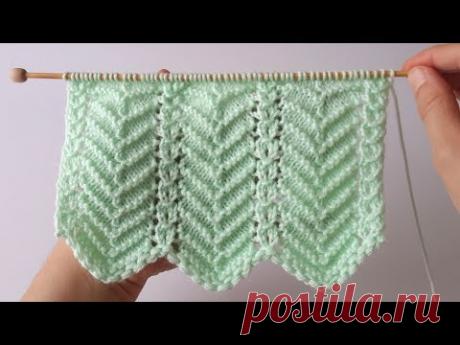 Красивый волнистый узор спицами. НО... видео-урок на турецком.  :(