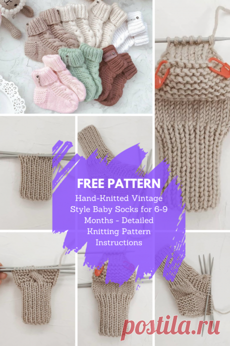Hand-Knitted Vintage Style Baby Socks for 6-9 Months - Detailed Knitting Pattern Instructions