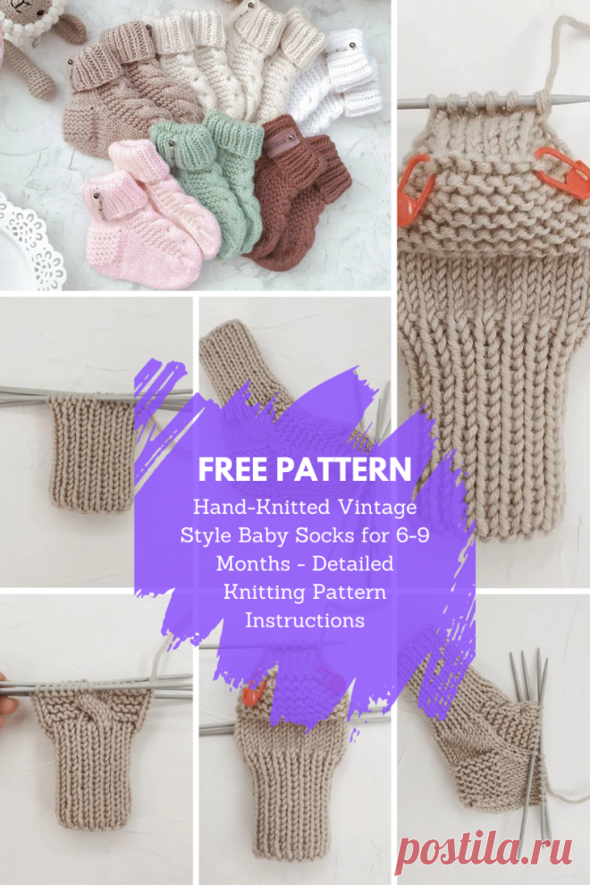Hand-Knitted Vintage Style Baby Socks for 6-9 Months - Detailed Knitting Pattern Instructions