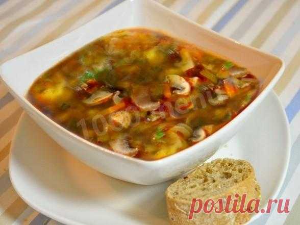 Постная солянка грибная с сушеными грибами рецепт с фото - 1000.menu