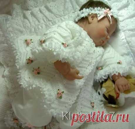 Вяжем детям. Схема вязания белого платья для девочки | Клубок