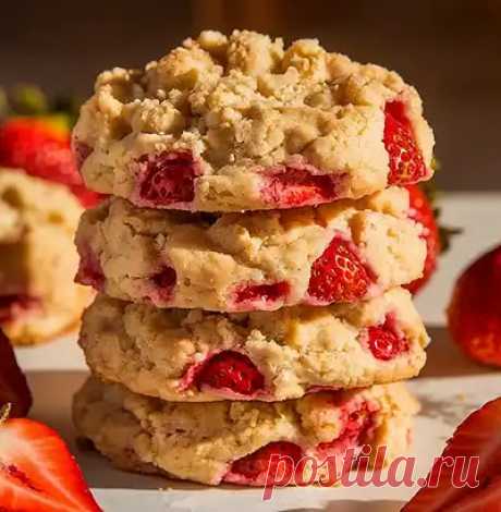 Рецепт песочного печенья с клубникой