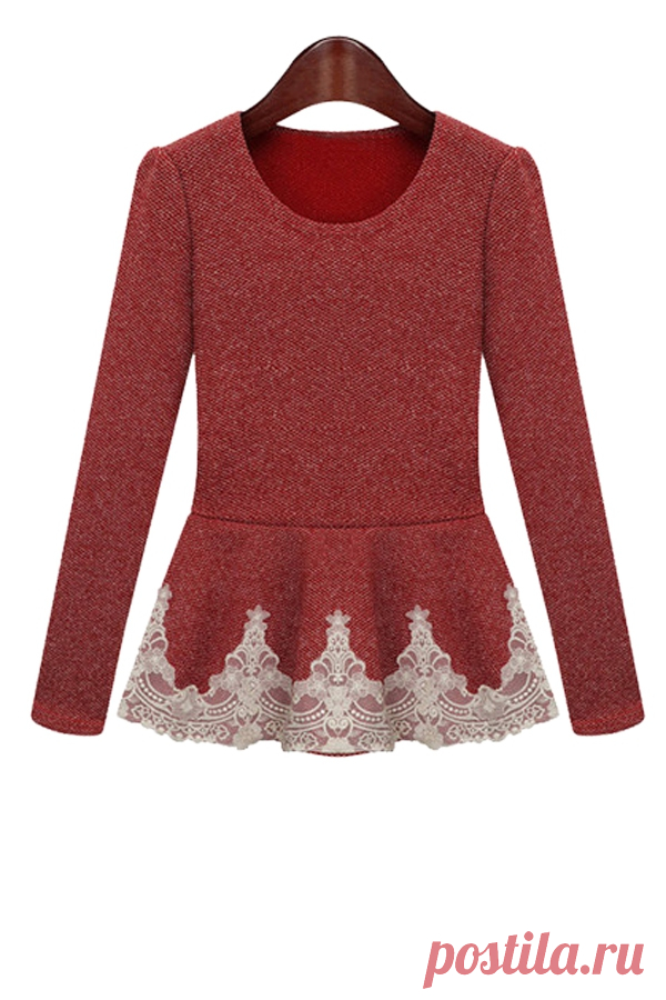 Lace Ruffles Splicing Knitwear RED: Sweaters | ZAFUL