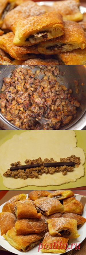 Творожные рулеты с орехами и шоколадом