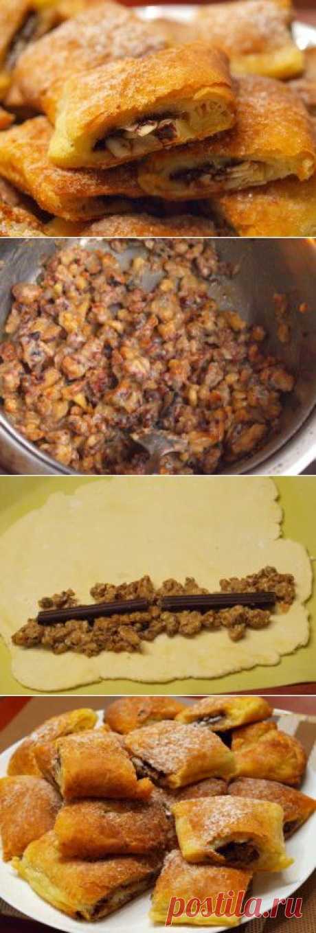 Творожные рулеты с орехами и шоколадом