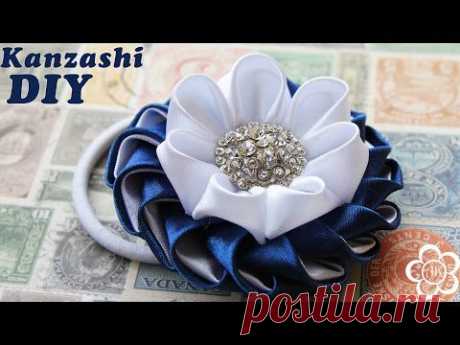 Резинка Канзаши Мастер Класс / DIY Kanzashi - YouTube