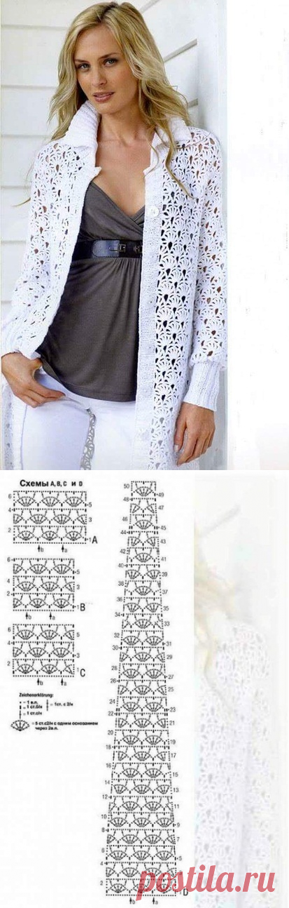Вяжем пальто крючком схемы. Ажурное пальто крючком. | Домоводство для всей семьи.
