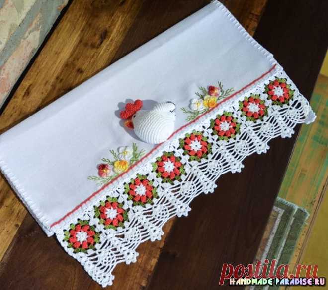 Курочка крючком на полотенце
