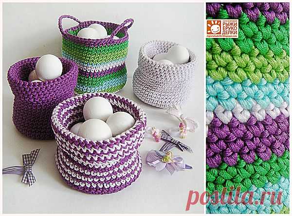 Рыжие Рукоделки/ orange crafts: Вязаные туески.