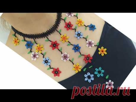 Çiçekli Kolye Yapımı Anlatımlı (Flower Necklace Making Narrated) 💐🥰#diy #handmade