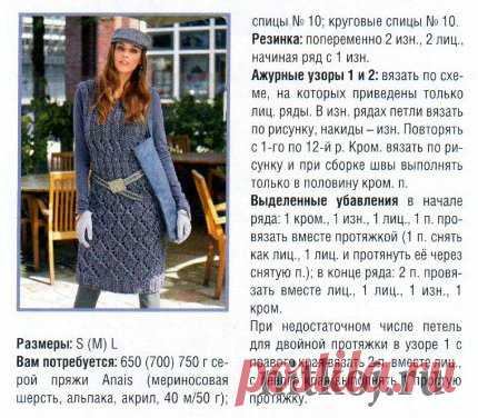 Теплое платье спицами с ажурными узорами » Ниткой - вязаные вещи для вашего дома, вязание крючком, вязание спицами, схемы вязания