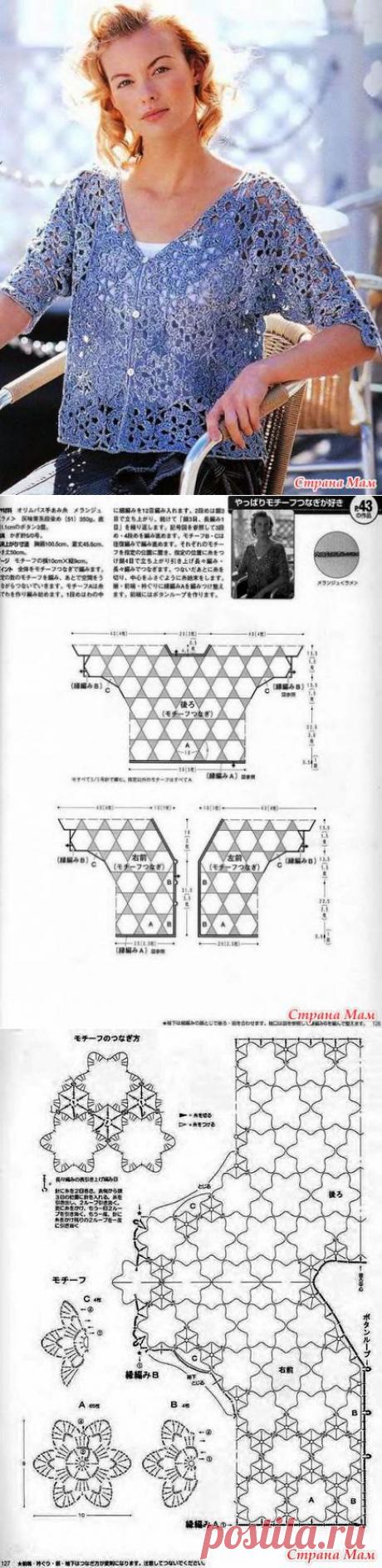 Ажурный жакет из цветочных мотивов. Крючок.: Дневник группы &quot;ВЯЗАНАЯ МОДА+ ДЛЯ НЕМОДЕЛЬНЫХ ДАМ&quot; - Страна Мам