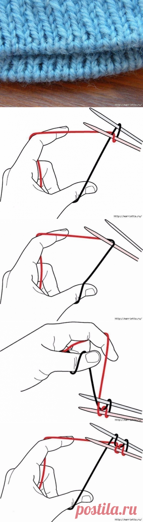 Волшебный набор петель спицами , при котором край изделия получается как фабричный