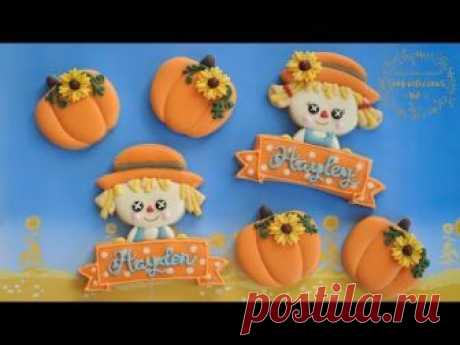 How to make SCARECROW COOKIES with name banner - BOY & GIRL SCARECROWS
