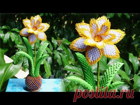 HOW TO MAKE 3D ORIGAMI DAFFODIL FLOWER |cómo hacer flor de narciso de papel