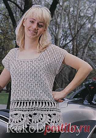 Вязаный крючком ажурный пуловер с каймой / Women's crocheted jackets, coats :: RukoDelie.by