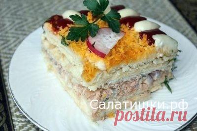 РЕЦЕПТ ЗАКУСОЧНОГО РЫБНОГО ТОРТА — САЛАТА С КРЕКЕРАМИ » Рецепты вкусных салатов