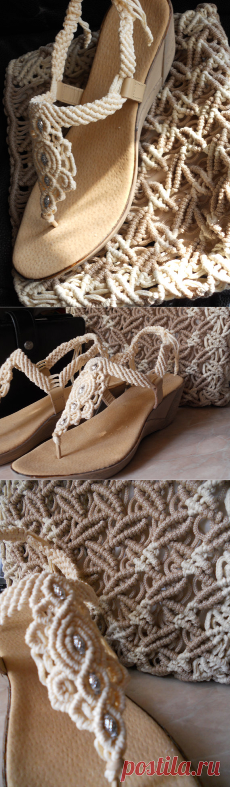 Designer unique Macrame and Leather Sandals / от KateNikolova