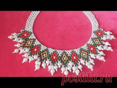 Колье из бисера  " Ромбики" мастер класс/ necklace diamonds . beading