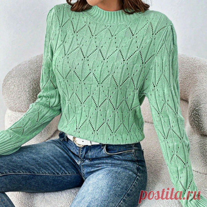 Мятный свитер спицами. Моя схема – Paradosik Handmade - вязание для начинающих и профессионалов
