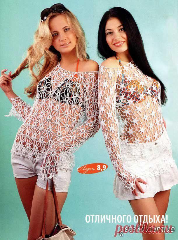 Ажурные туники-кофточки крючком. Схемы