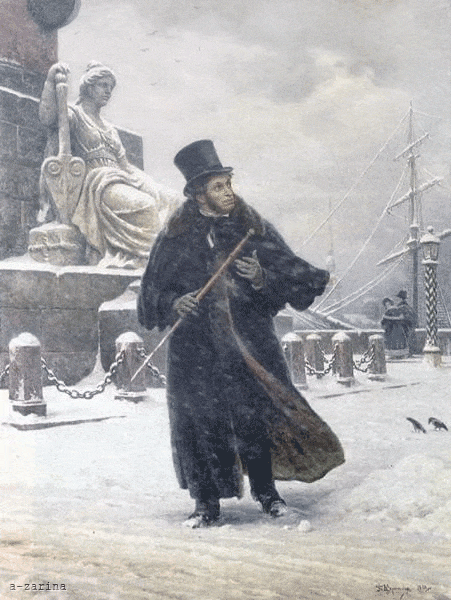 Живая картина с Пушкиным - Живые фотографии, gif картинки Gif анимация Живая картина с Пушкиным Живые фотографии анимационные гиф картинки и открытки поздравления