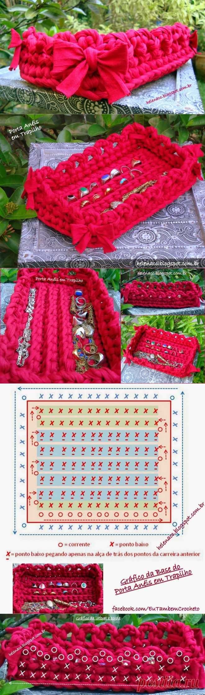 EU TAMBÉM CROCHETO...: Caixinha Porta Anéis em Trapilho