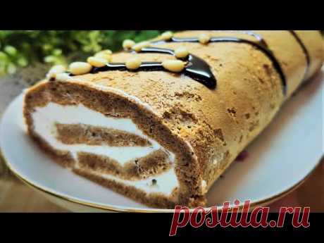 ПП шоколадный рулет с творожным кремом. Лучше торта!