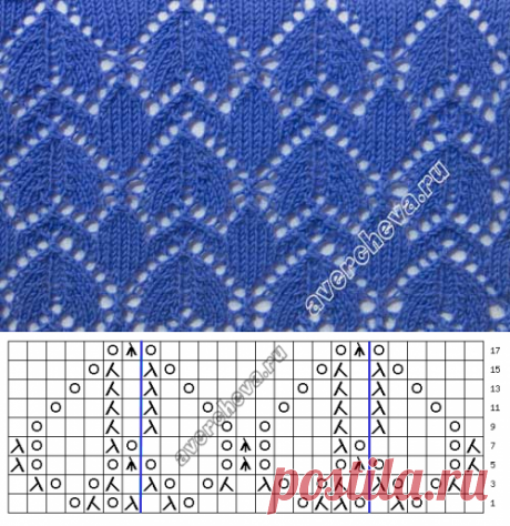 Узор 706 листики | каталог вязаных спицами узоров