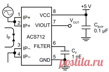 Датчик тока ACS712 | Электроника, ESP32, Arduino | Дзен. Датчик тока выполнен на основе микросхемы ACS712. Предназначен для определения силы тока в цепях постоянного и переменного тока в диапазоне до 20A. (бывают на 5А и 30А).