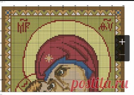 Ч1 цветная схема образ Богородицы Игоревская для вышивки крестиком бисером