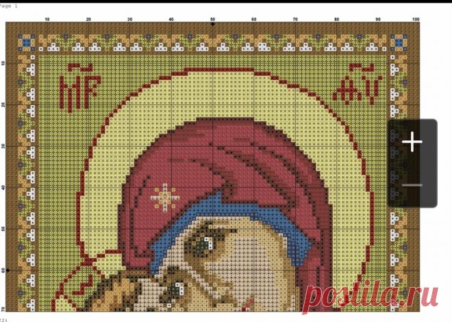 Ч1 цветная схема образ Богородицы Игоревская для вышивки крестиком бисером