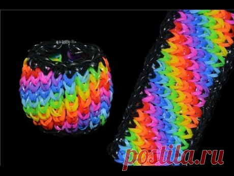 Браслет из резинок &quot;Радужный&quot;. Широкий браслет Rainbow Loom. Wide bracelet   Rainbow Loom Bands.