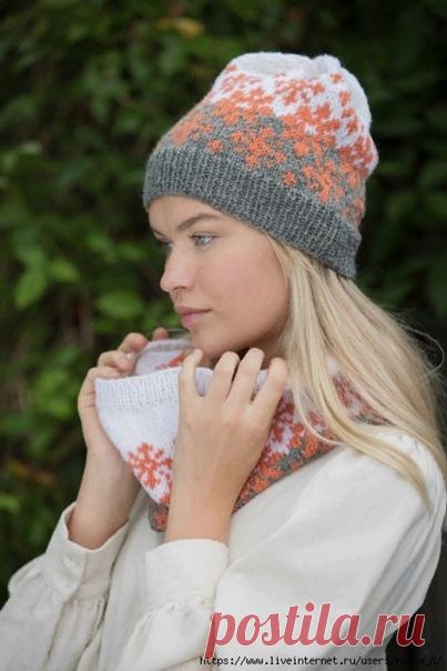 Шапка и снуд жаккардовым узором 