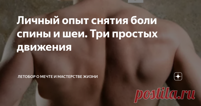 Личный опыт снятия боли спины и шеи. Три простых движения Всё началось с воспоминаний 