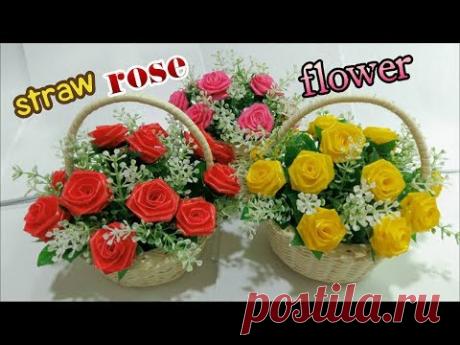 ดอกไม้จากหลอด ดอกกุหลาบจากหลอด by มายมิ้นท์ ROSE STRAW FLOWER