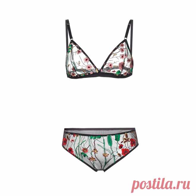 Комплект из сетки с вышивкой. Трусики средней посадки, сзади эластичная сетка, ластовица х/б. Лиф с тонкой чашечкой, длина бретели регулируется, застежка.
Доступные для заказа цвета: черный.