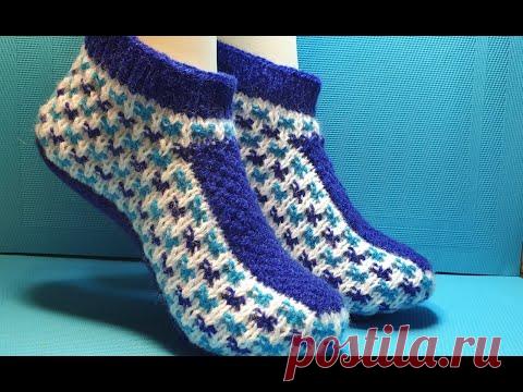 #453  ПРОСТЫЕ И УДОБНЫЕ ТАПОЧКИ СПИЦАМИ. МАСТЕР КЛАСС.