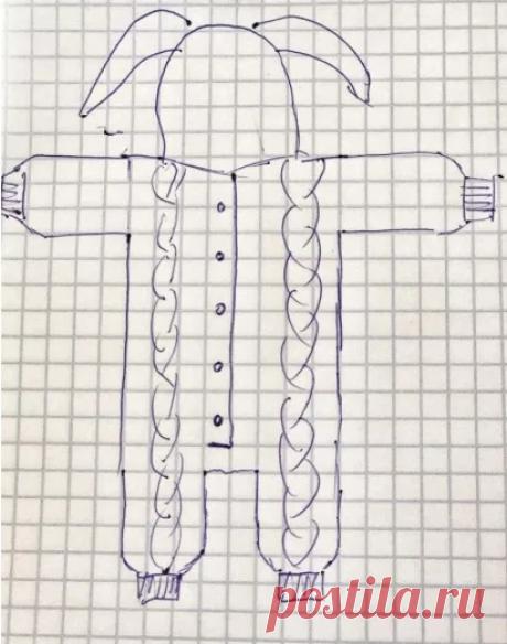 Описание детского комбинезона с косами - Синяя Спица