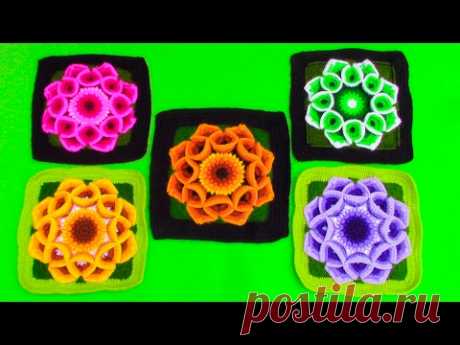 Cuadrado o muestra para colcha tejido a crochet paso a paso